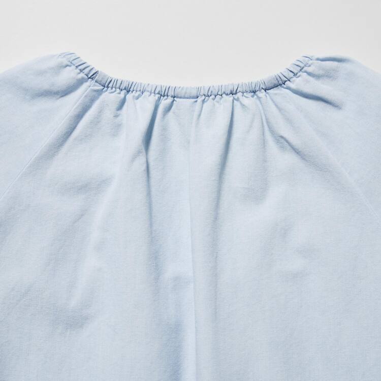 Uniqlo 100% Bavlnene Chambray Gathered Blúzky Detske Modre | HTOCQJ-068