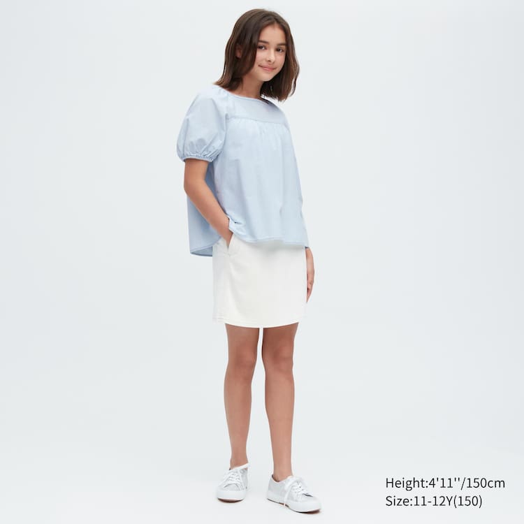 Uniqlo 100% Bavlnene Chambray Gathered Kosele Detske Modre | LPWAHC-078