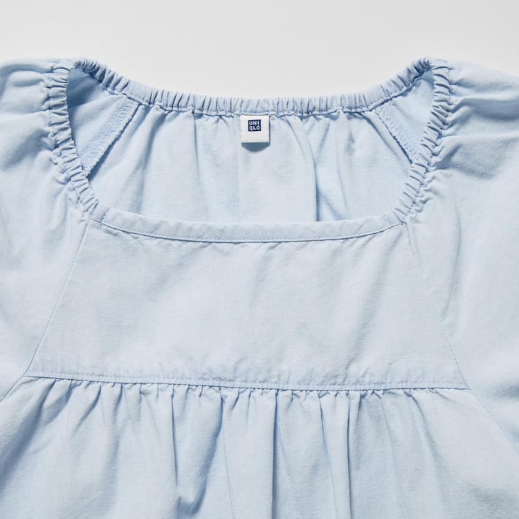 Uniqlo 100% Bavlnene Chambray Gathered Kosele Detske Modre | LPWAHC-078