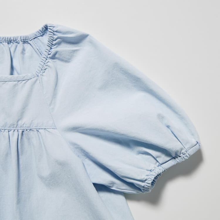 Uniqlo 100% Bavlnene Chambray Gathered Kosele Detske Modre | LPWAHC-078