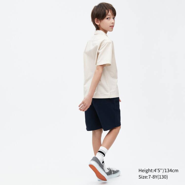 Uniqlo 100% Bavlnene Open Collar Kratke Sleeved Kosele Detske Béžové | UZJCWS-247