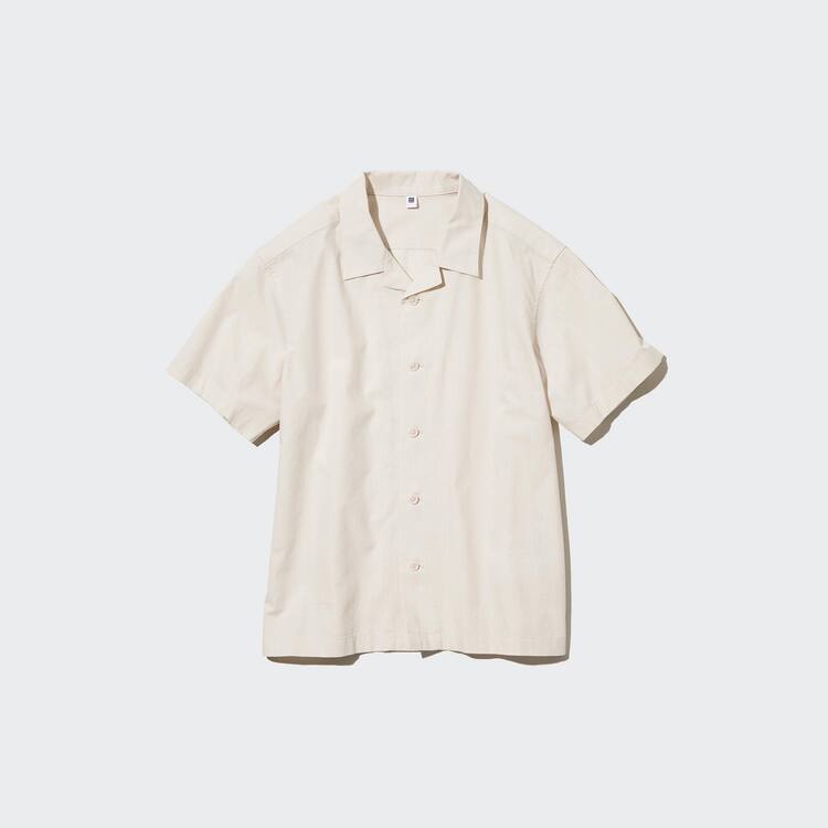 Uniqlo 100% Bavlnene Open Collar Kratke Sleeved Kosele Detske Béžové | UZJCWS-247