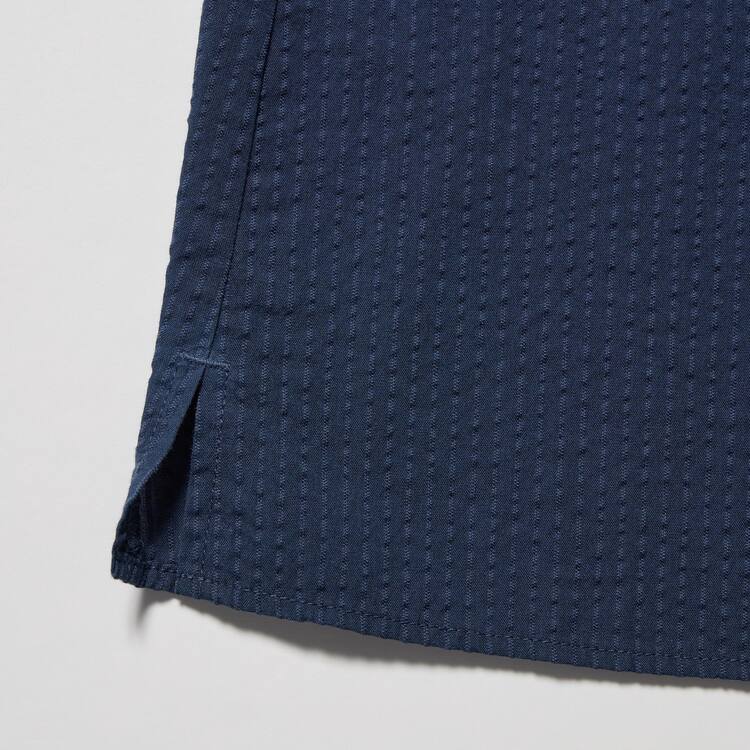 Uniqlo 100% Bavlnene Seersucker Kratke Sleeved Kosele Detske Námornícka Modrá | LNVMZG-635