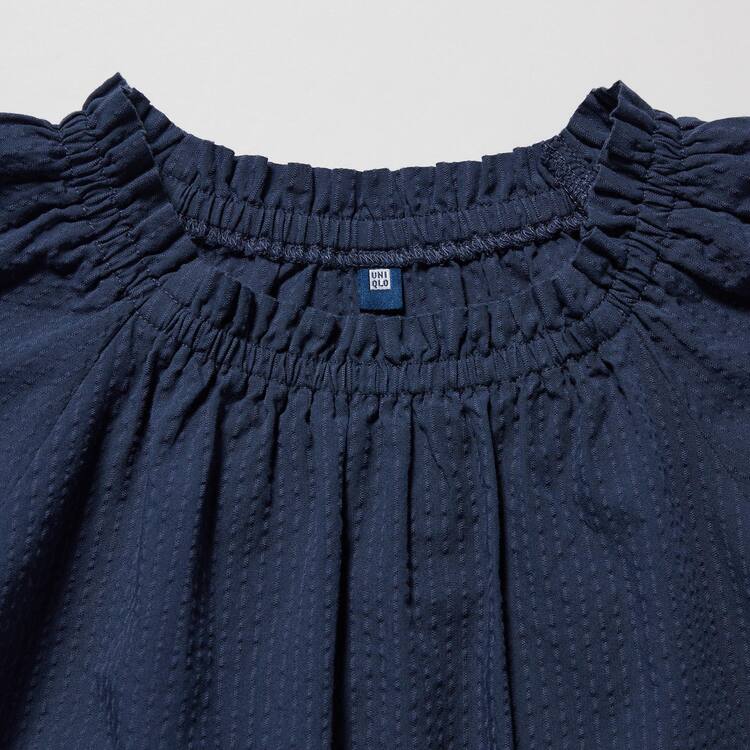 Uniqlo 100% Bavlnene Seersucker Kratke Sleeved Kosele Detske Námornícka Modrá | LNVMZG-635