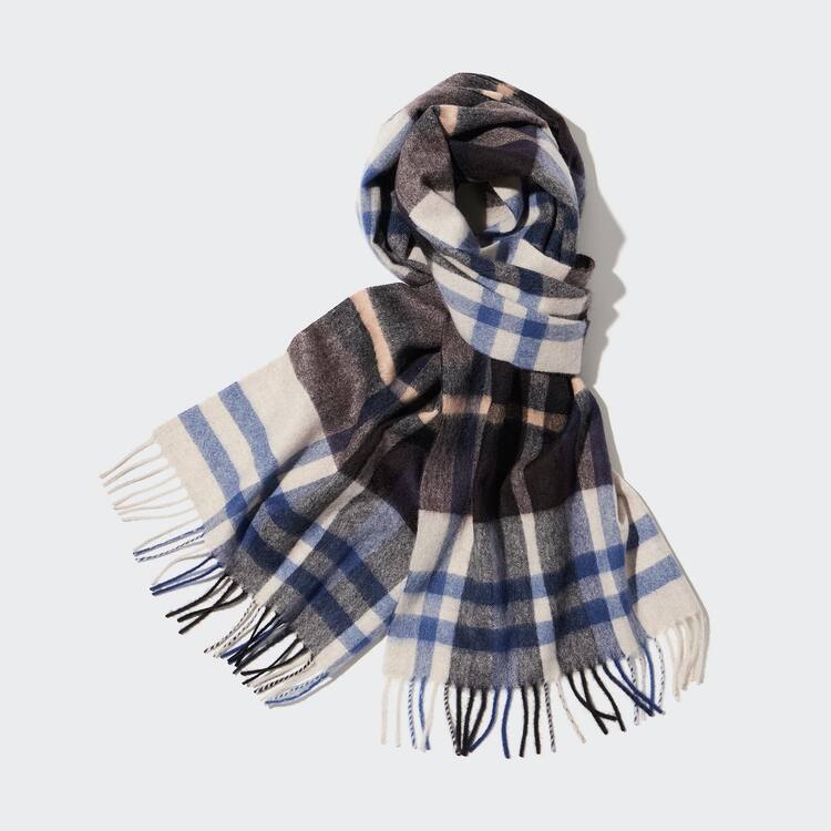 Uniqlo 100% Cashmere Checked Satky Damske Svetlo Siva | YPVNLR-485