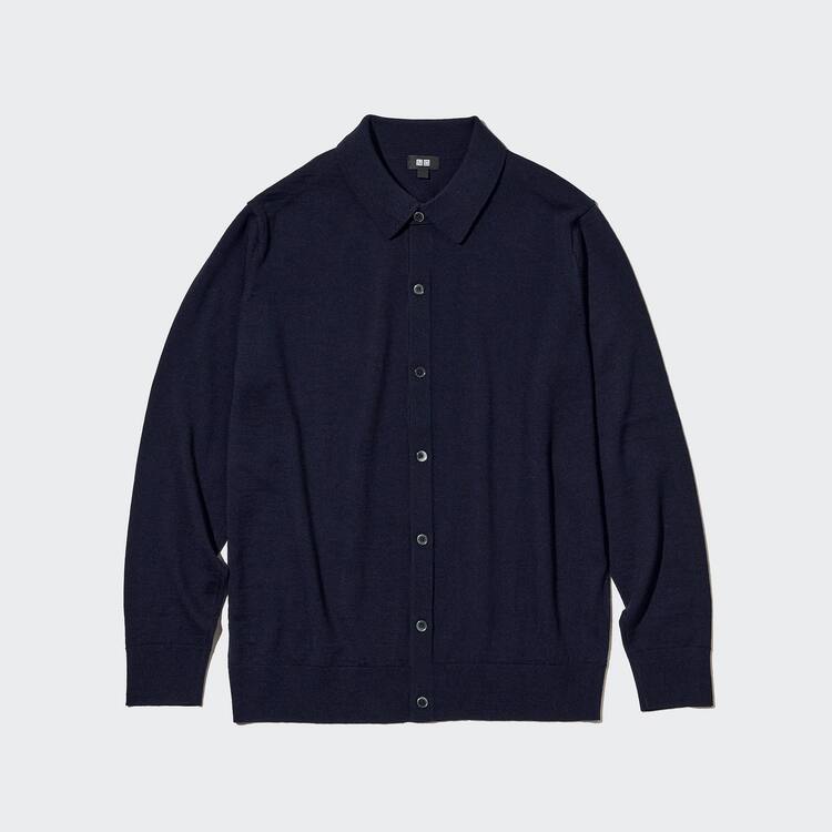 Uniqlo 100% Extra Fine Merino Collar Jumpers Panske Námornícka Modrá | IWLERG-289