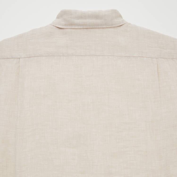 Uniqlo 100% Premium Linen Regular Fit (Regular Collar) Kosele Panske Béžové | GNVULS-235