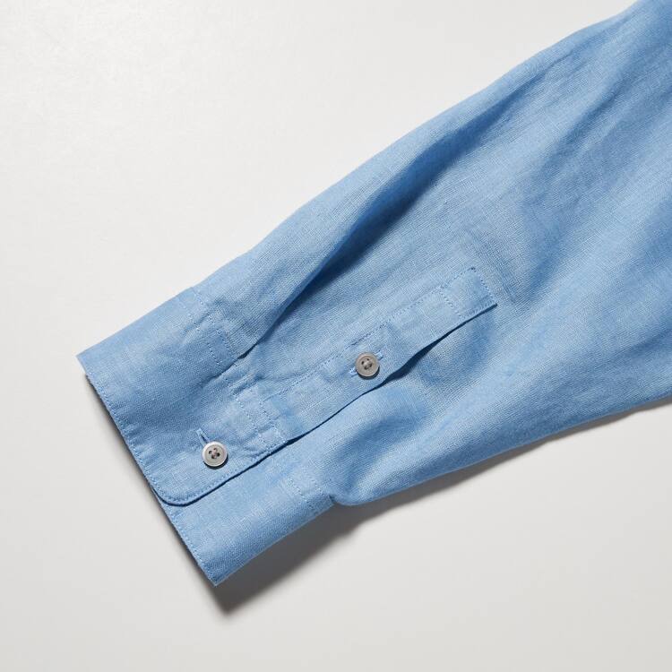 Uniqlo 100% Premium Linen Skipper Collar 3/4 Sleeved Kosele Damske Modre | YXEURP-348