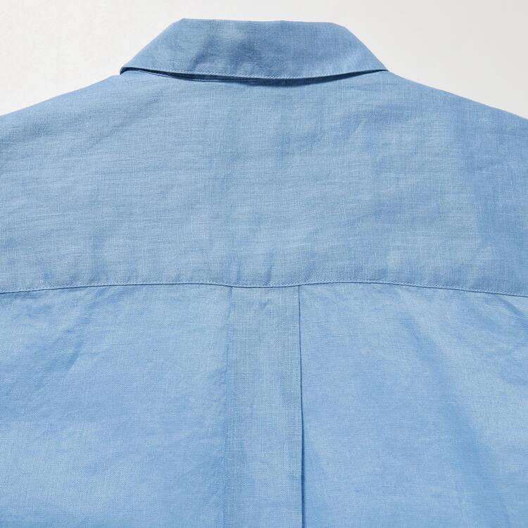 Uniqlo 100% Premium Linen Skipper Collar 3/4 Sleeved Kosele Damske Modre | YXEURP-348