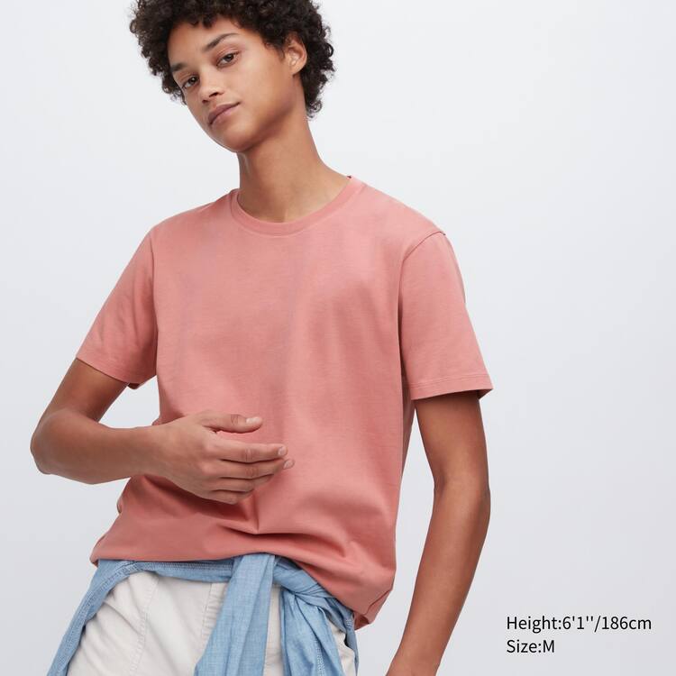 Uniqlo 100% Supima Bavlnene Crew Neck Kratke Sleeved Tricko Panske Ruzove | XZAFEU-459