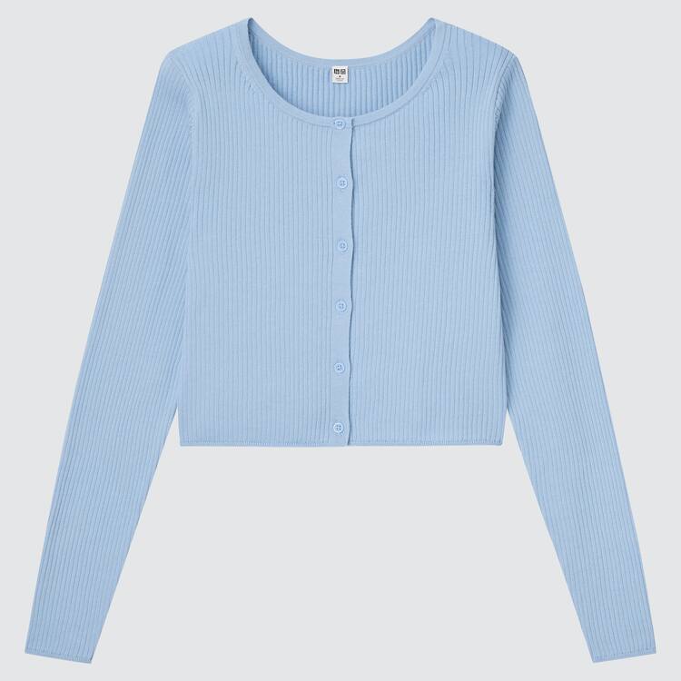 Uniqlo 100% Supima Bavlnene Cropped Kardigán Damske Modre | WVRPEN-481