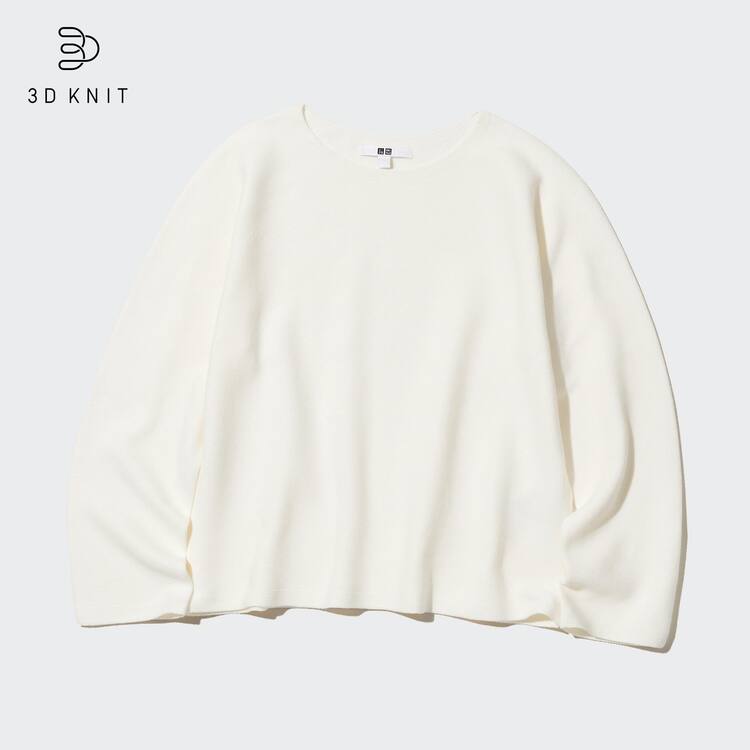 Uniqlo 3d Knit Seamless Bavlnene Crew Neck Pleteniny Damske Biele | NUHEDJ-512
