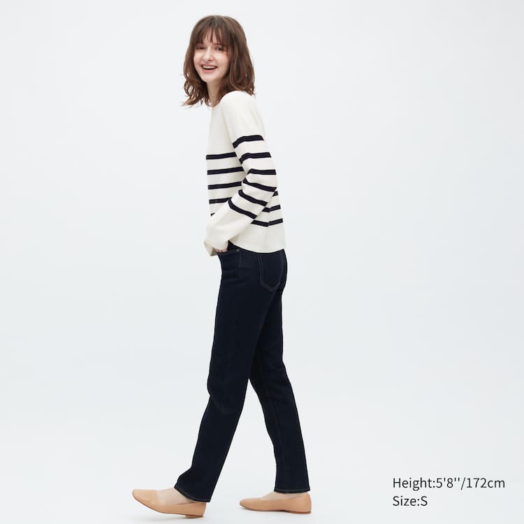 Uniqlo 3d Knit Seamless Bavlnene Pruhované Crew Neck Pleteniny Damske Biele | ZJWXOH-769