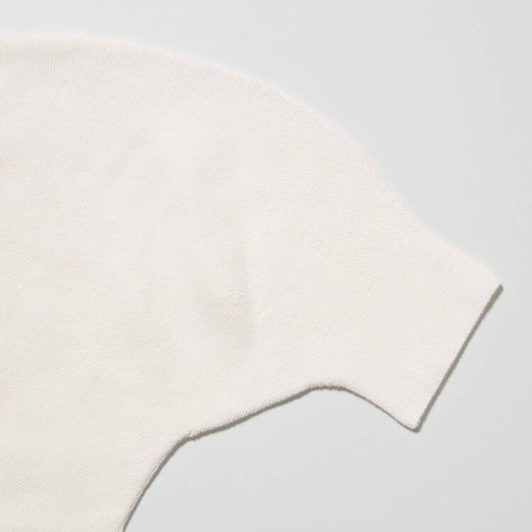 Uniqlo 3d Knit Seamless Bavlnene Volume Half Sleeved Topy Damske Biele | PNWBVY-528