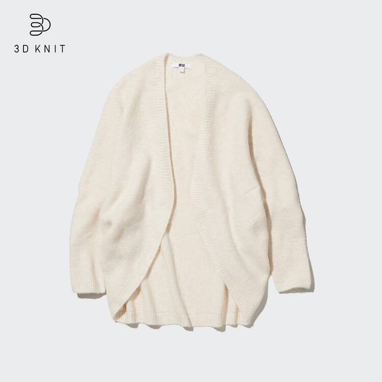 Uniqlo 3d Knit Seamless Soufflé Yarn Kardigán Damske Biele | OMBEYS-189