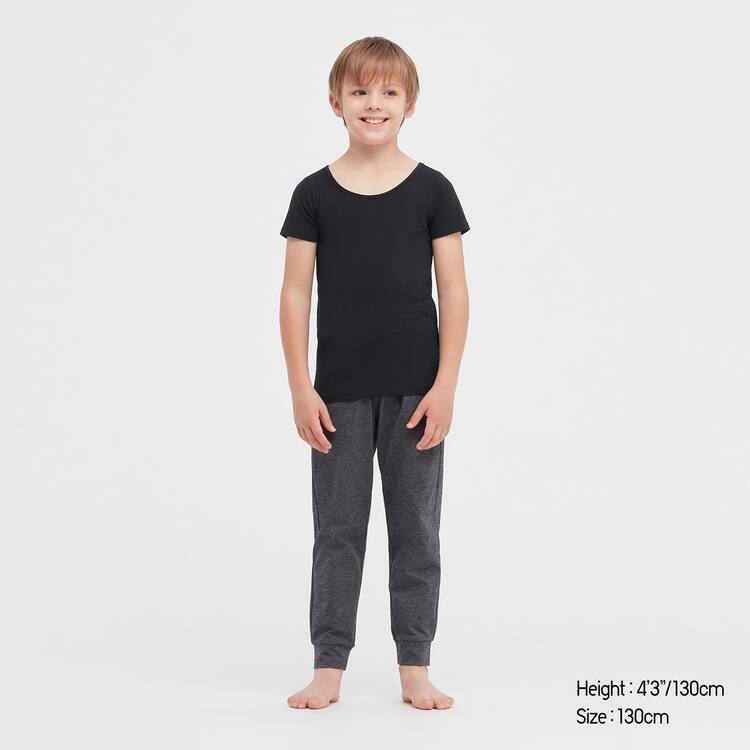 Uniqlo Airism Bavlnene Blend Scoop Neck Kratke Sleeved Tricko Detske Čierne | QMRGVE-395