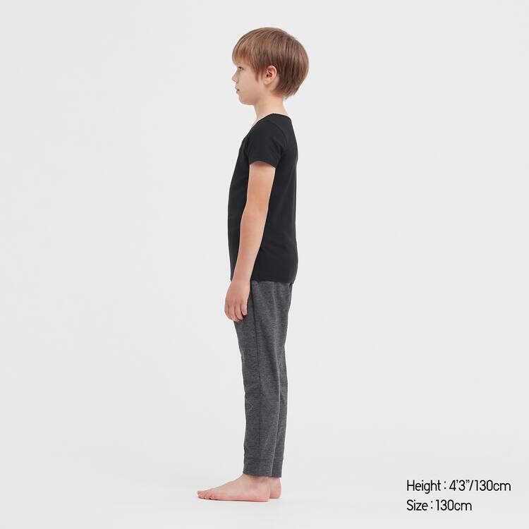 Uniqlo Airism Bavlnene Blend Scoop Neck Kratke Sleeved Tricko Detske Čierne | QMRGVE-395