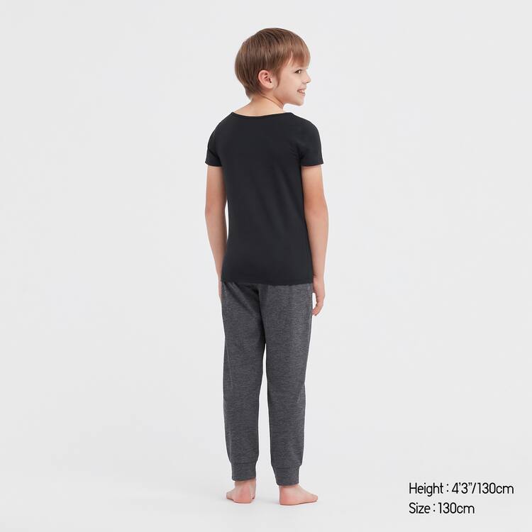 Uniqlo Airism Bavlnene Blend Scoop Neck Kratke Sleeved Tricko Detske Čierne | QMRGVE-395