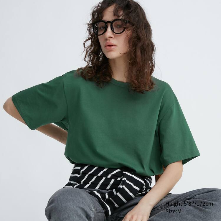 Uniqlo Airism Bavlnene Crew Neck Kratke Sleeved Tricko Panske Zelene | WGVFSA-057