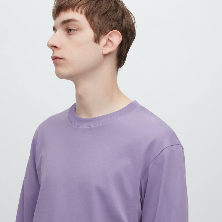 Uniqlo Airism Bavlnene Crew Neck Long Sleeved Tricko Panske Nachový | WCVDRO-093