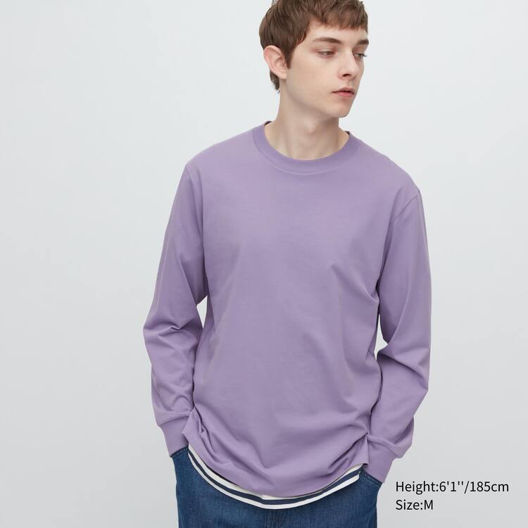 Uniqlo Airism Bavlnene Crew Neck Long Sleeved Tricko Panske Nachový | WCVDRO-093