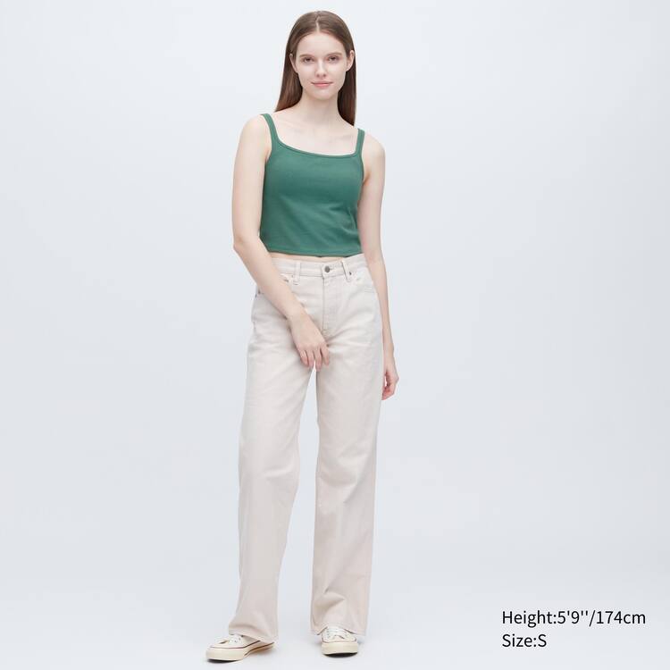 Uniqlo Airism Bavlnene Cropped Bez Rukavov Topy Damske Zelene | JAMTES-914