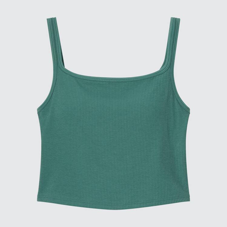 Uniqlo Airism Bavlnene Cropped Bez Rukavov Topy Damske Zelene | JAMTES-914