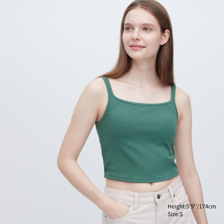 Uniqlo Airism Bavlnene Cropped Bez Rukavov Topy Damske Zelene | JAMTES-914