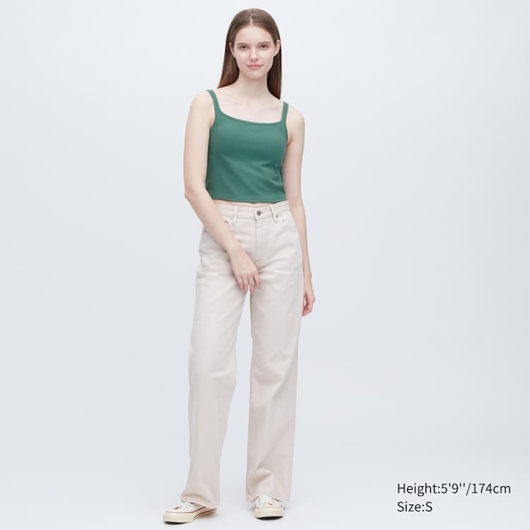 Uniqlo Airism Bavlnene Cropped Bez Rukavov Podprsenky Damske Zelene | KWSODM-806