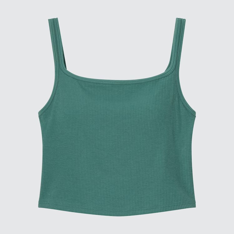 Uniqlo Airism Bavlnene Cropped Bez Rukavov Podprsenky Damske Zelene | KWSODM-806