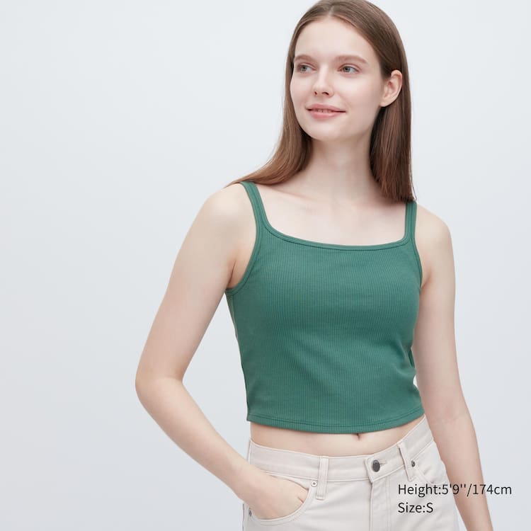 Uniqlo Airism Bavlnene Cropped Bez Rukavov Vesty Damske Zelene | XLHMVU-841