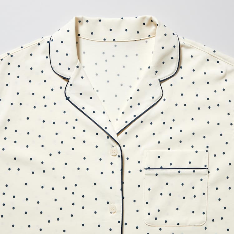 Uniqlo Airism Bavlnene Dotted Long Sleeved Loungewear Damske Biele | MVBKWR-930