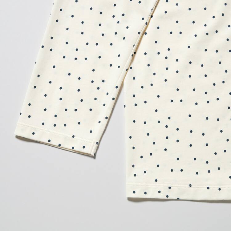 Uniqlo Airism Bavlnene Dotted Long Sleeved Loungewear Damske Biele | MVBKWR-930