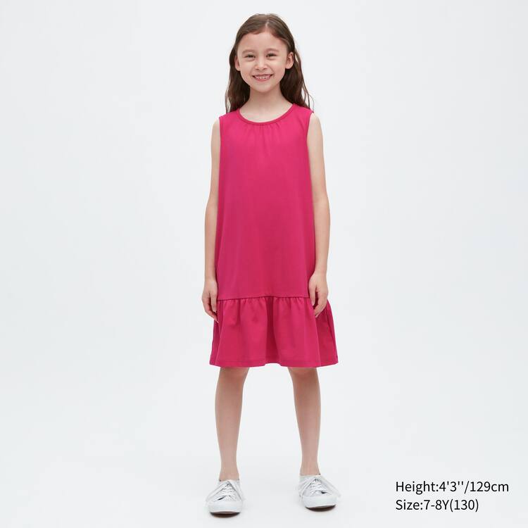 Uniqlo Airism Bavlnene Frill Bez Rukavov Saty Detske Ruzove | GESLMQ-701