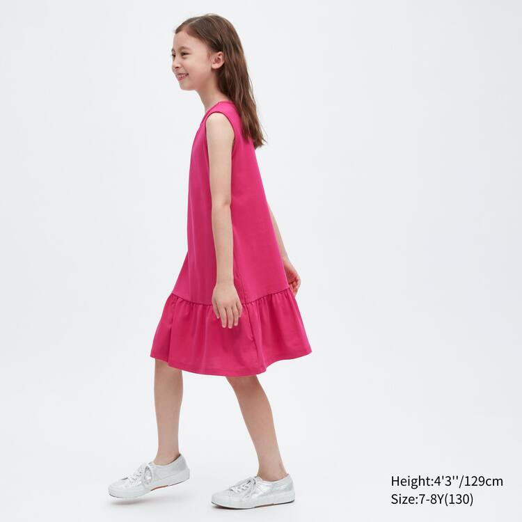 Uniqlo Airism Bavlnene Frill Bez Rukavov Saty Detske Ruzove | GESLMQ-701