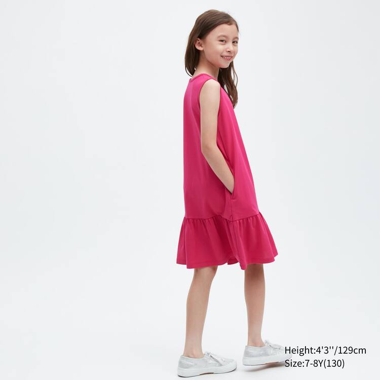 Uniqlo Airism Bavlnene Frill Bez Rukavov Saty Detske Ruzove | GESLMQ-701