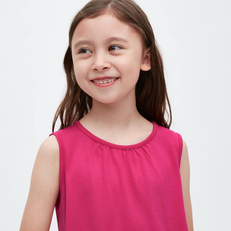 Uniqlo Airism Bavlnene Frill Bez Rukavov Saty Detske Ruzove | GESLMQ-701