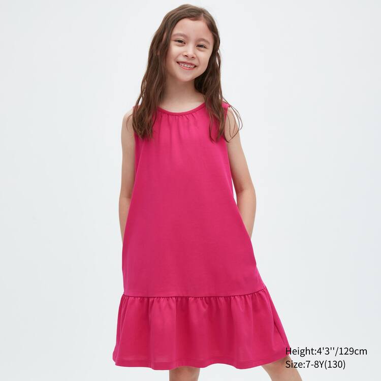 Uniqlo Airism Bavlnene Frill Bez Rukavov Saty Detske Ruzove | GESLMQ-701