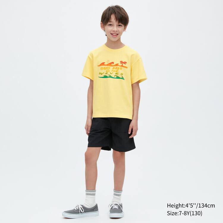Uniqlo Airism Bavlnene Grafika Kratke Sleeved Tricko Detske Žlté | AVJUQR-152