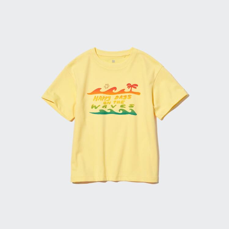 Uniqlo Airism Bavlnene Grafika Kratke Sleeved Tricko Detske Žlté | AVJUQR-152