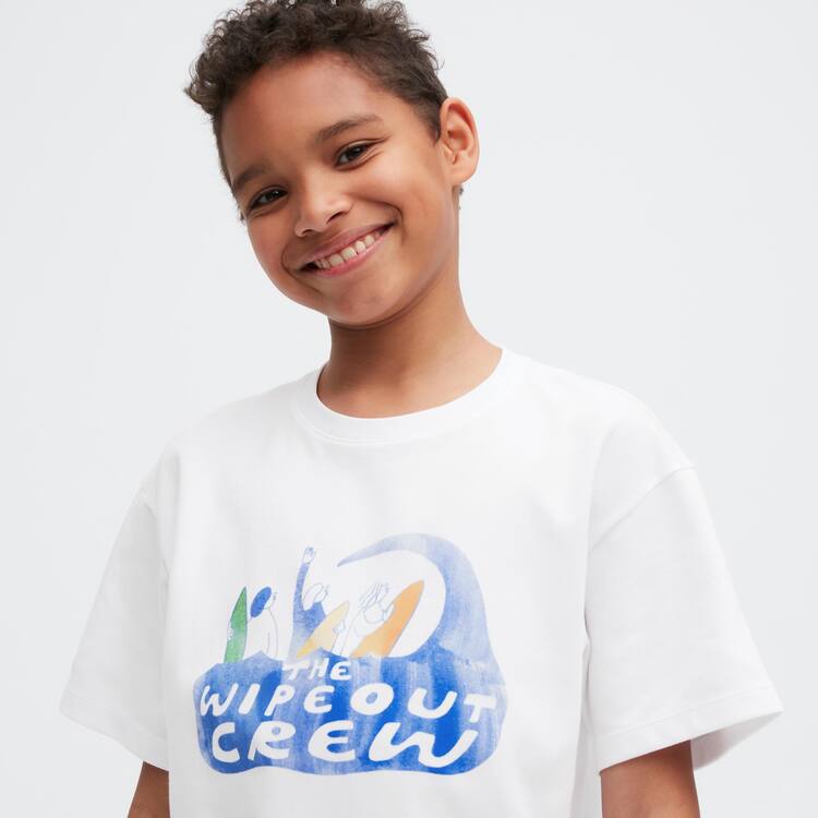 Uniqlo Airism Bavlnene Grafika Kratke Sleeved Tricko Detske Biele | NFAYHO-017