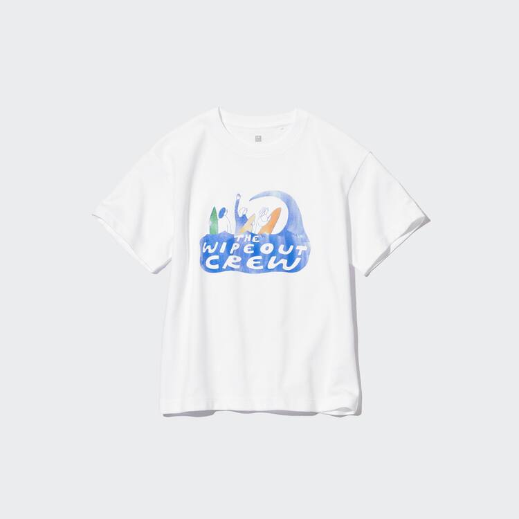 Uniqlo Airism Bavlnene Grafika Kratke Sleeved Tricko Detske Biele | NFAYHO-017