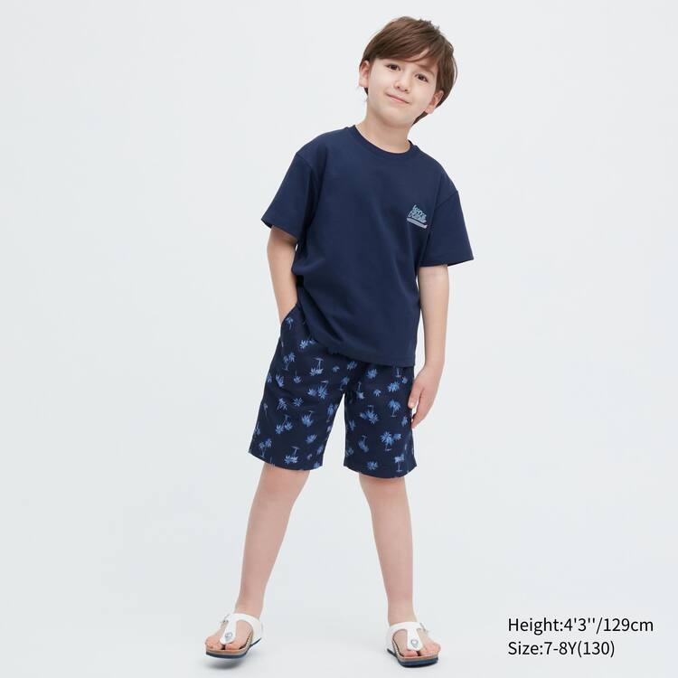 Uniqlo Airism Bavlnene Grafika Kratke Sleeved Tricko Detske Námornícka Modrá | OIYVXA-475