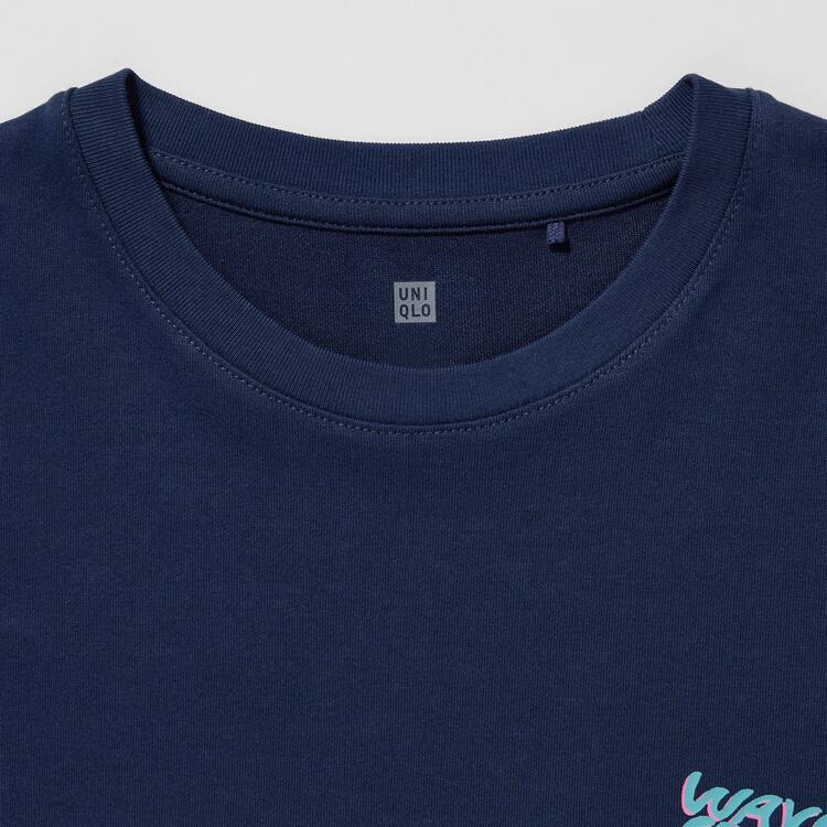 Uniqlo Airism Bavlnene Grafika Kratke Sleeved Tricko Detske Námornícka Modrá | OIYVXA-475