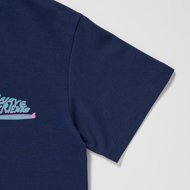 Uniqlo Airism Bavlnene Grafika Kratke Sleeved Tricko Detske Námornícka Modrá | OIYVXA-475