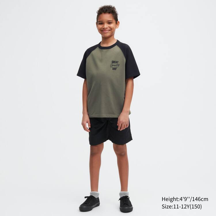 Uniqlo Airism Bavlnene Grafika Tricko Detske Olivovo Zelená | FWAQXV-674