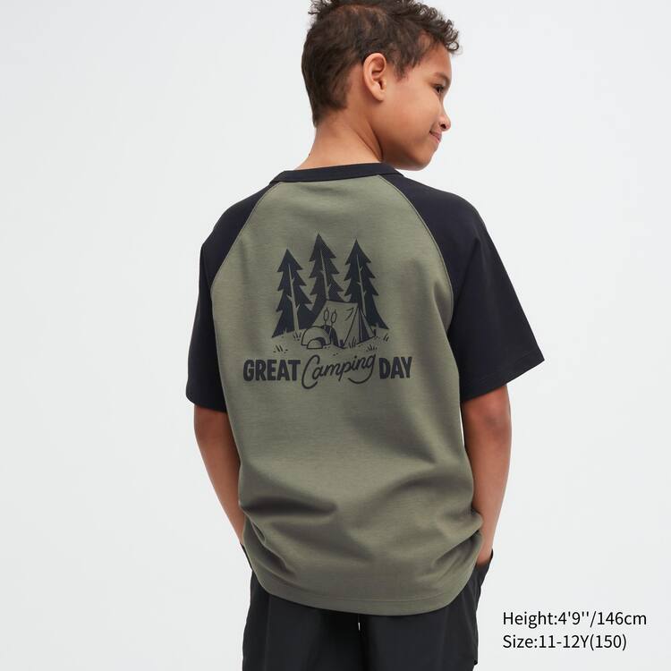 Uniqlo Airism Bavlnene Grafika Tricko Detske Olivovo Zelená | FWAQXV-674