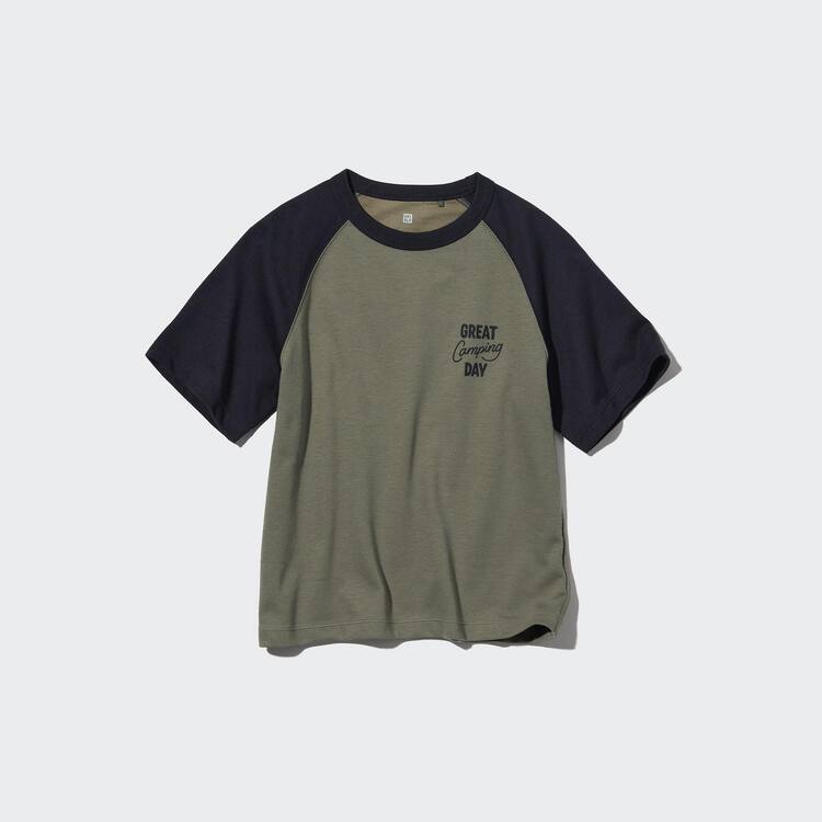 Uniqlo Airism Bavlnene Grafika Tricko Detske Olivovo Zelená | FWAQXV-674