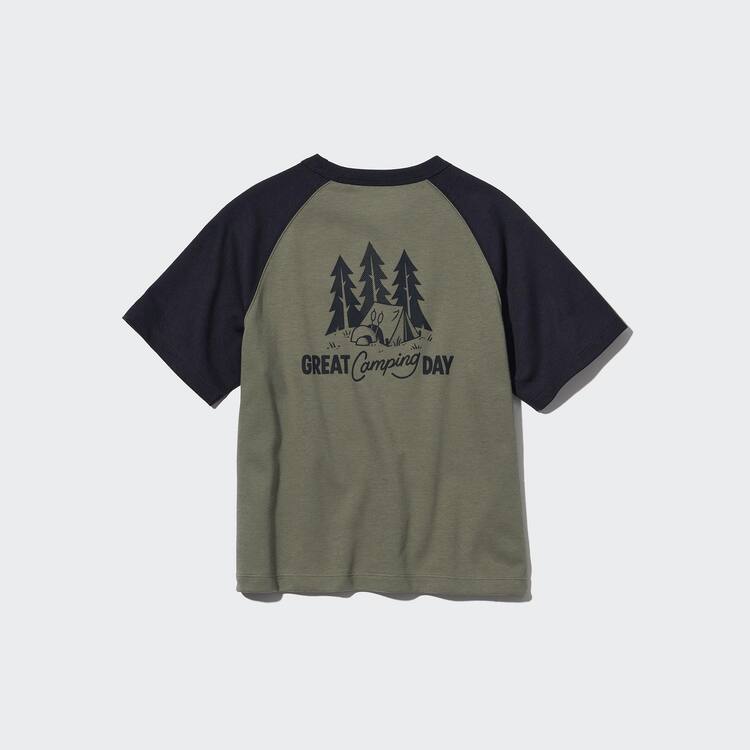 Uniqlo Airism Bavlnene Grafika Tricko Detske Olivovo Zelená | FWAQXV-674