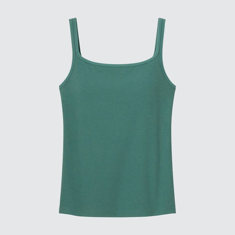 Uniqlo Airism Bavlnene Rebrovaný Bez Rukavov Podprsenky Damske Zelene | ATEJHN-218